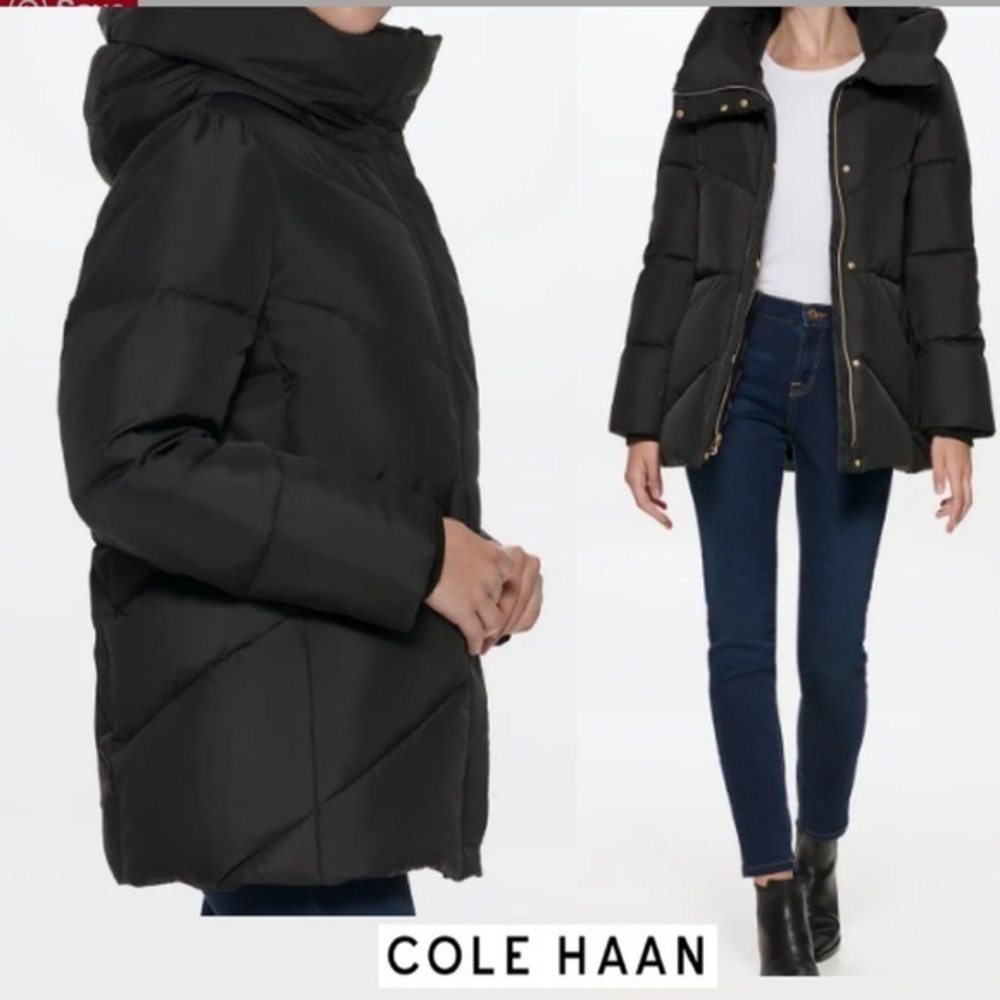 Cole Haan Essential Down Cocoon Jacket Coat NEW size x-small black